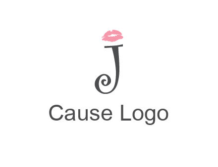 letter J with lips print logo