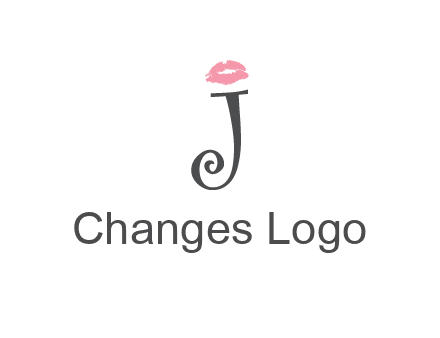 letter J with lips print logo