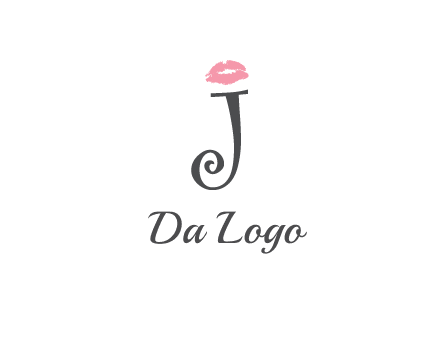 letter J with lips print logo