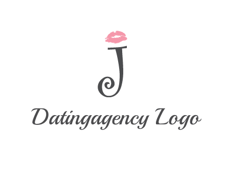 letter J with lips print logo