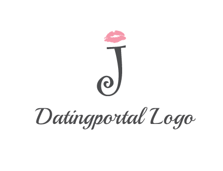 letter J with lips print logo
