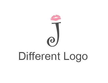 letter J with lips print logo