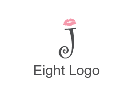 letter J with lips print logo