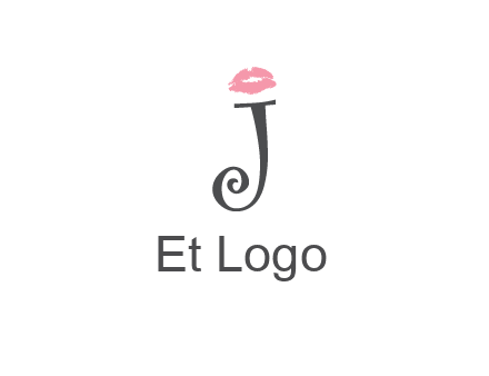 letter J with lips print logo
