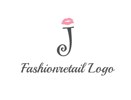 letter J with lips print logo