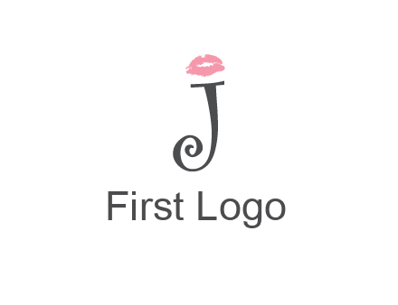 letter J with lips print logo
