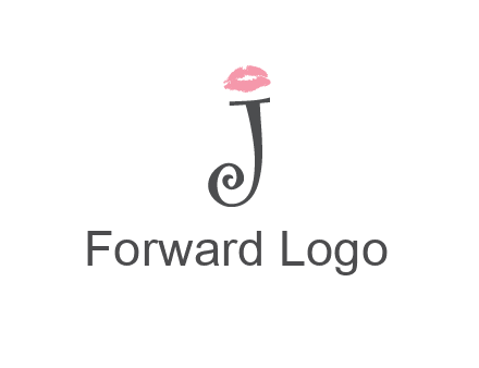 letter J with lips print logo