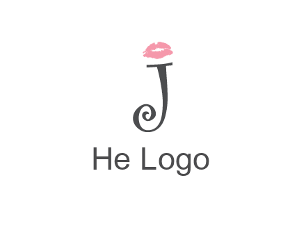 letter J with lips print logo