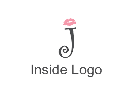 letter J with lips print logo