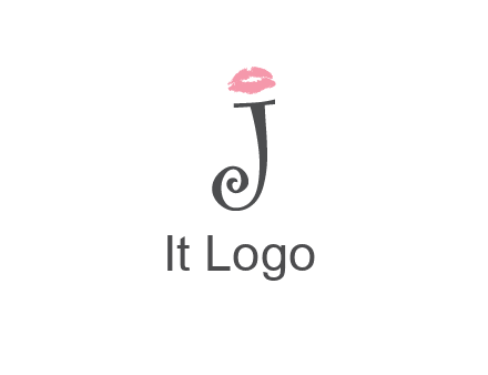 letter J with lips print logo
