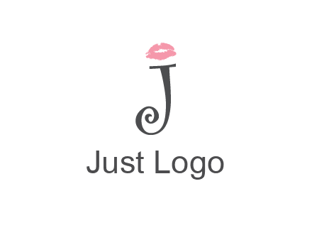 letter J with lips print logo