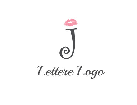 letter J with lips print logo
