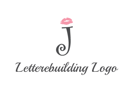 letter J with lips print logo