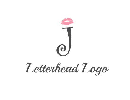 letter J with lips print logo