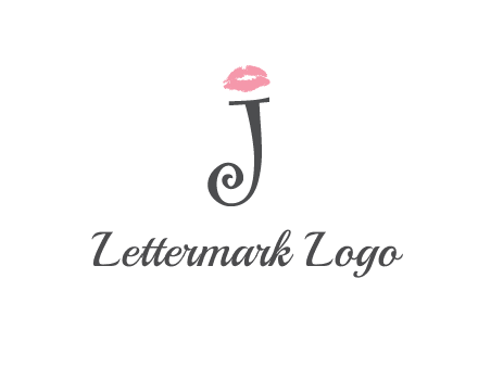 letter J with lips print logo