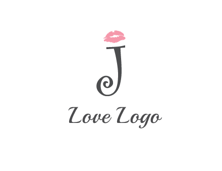 letter J with lips print logo