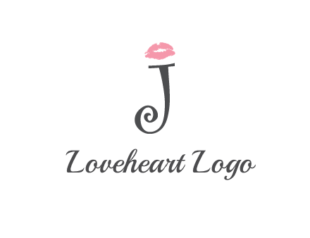 letter J with lips print logo