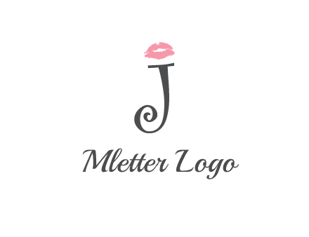 letter J with lips print logo
