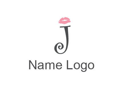 letter J with lips print logo
