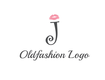 letter J with lips print logo