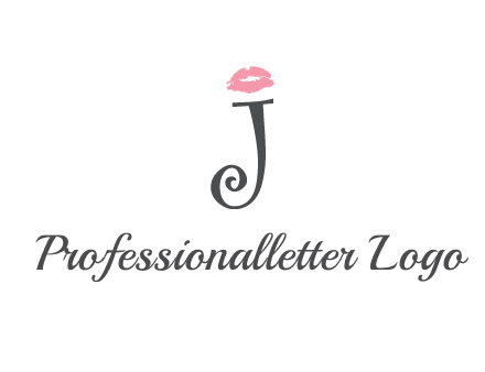 letter J with lips print logo