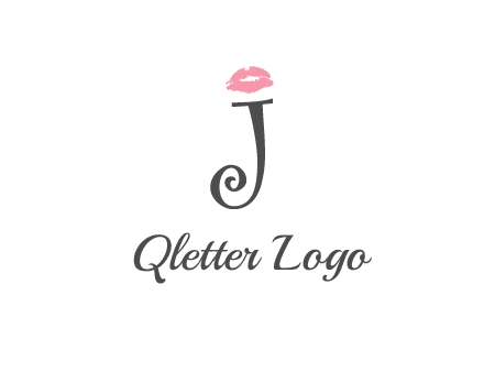 letter J with lips print logo