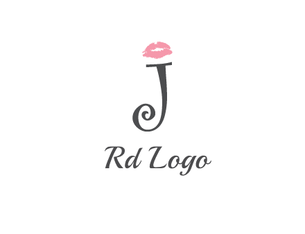 letter J with lips print logo