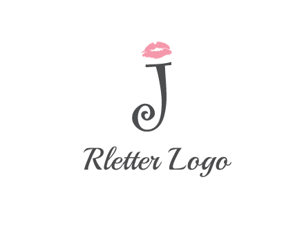 letter J with lips print logo