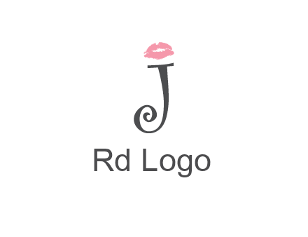 letter J with lips print logo