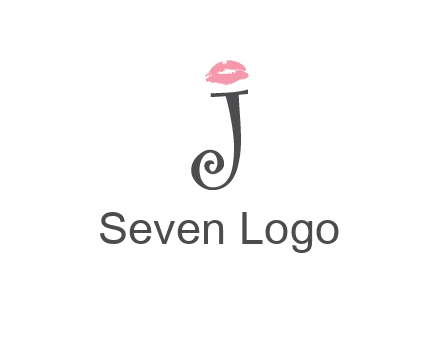 letter J with lips print logo