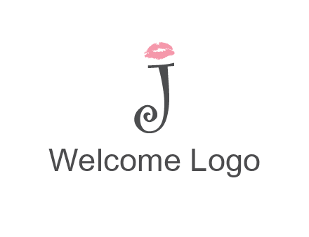 letter J with lips print logo
