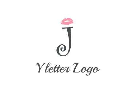letter J with lips print logo
