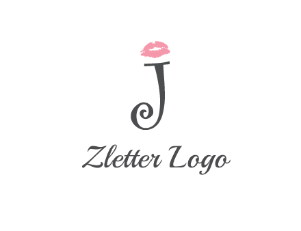 letter J with lips print logo