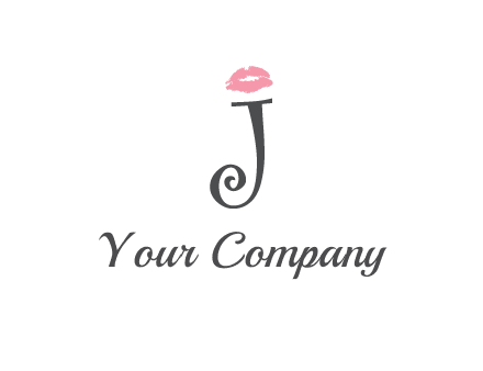 letter J with lips print logo