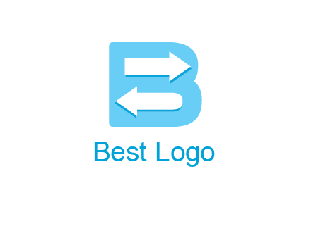arrows inside letter B logo