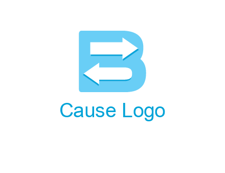 arrows inside letter B logo