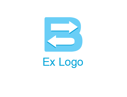 arrows inside letter B logo