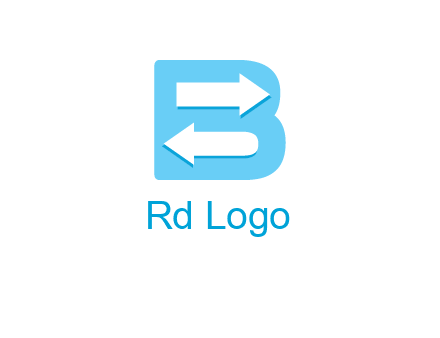 arrows inside letter B logo
