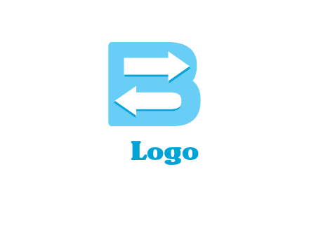 arrows inside letter B logo