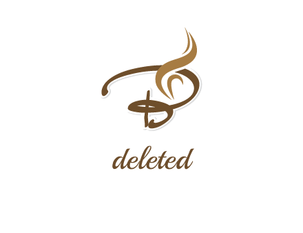 elegant letter b with hot coffee cup logo