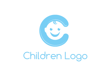 baby face inside letter C logo