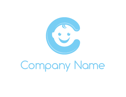 baby face inside letter C logo