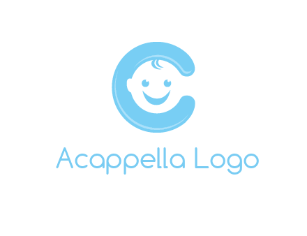 baby face inside letter C logo