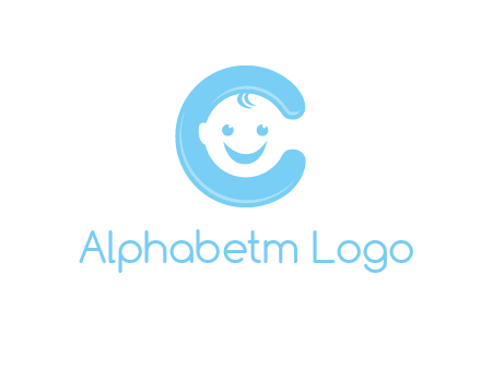 baby face inside letter C logo