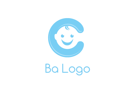 baby face inside letter C logo