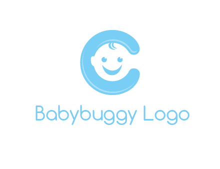 baby face inside letter C logo