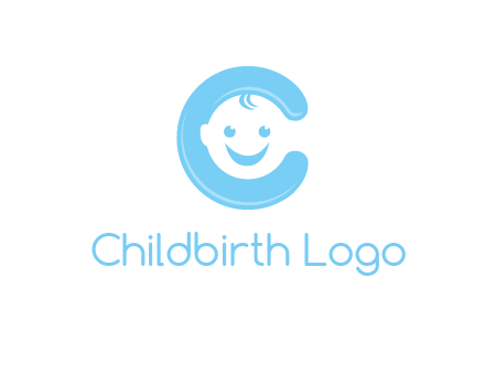 baby face inside letter C logo