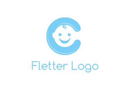 baby face inside letter C logo