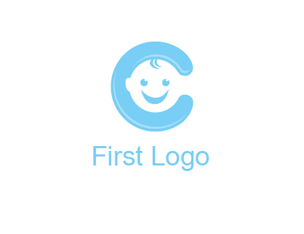 baby face inside letter C logo