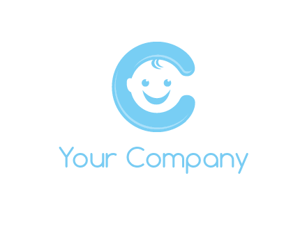 baby face inside letter C logo